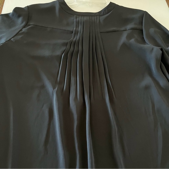 JM Collection Black Collarless Long Sleeve Silver Button Hidden Placket Blouse - Picture 11 of 15